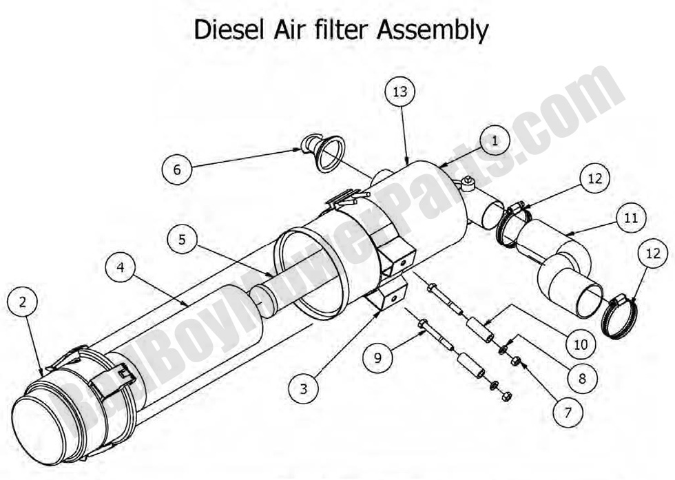 1426 - Bad Boy Mower Parts Lookup > 2016 > Diesel 1100cc > Air Filter Assembly